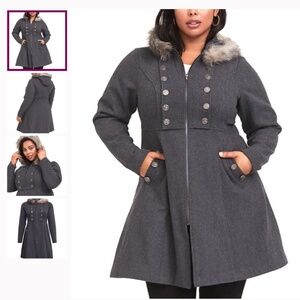 Torrid Outlander Jamie Grey Faux Fur Hooded Coat